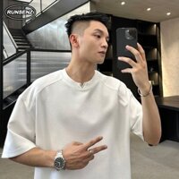 Đơn Giản Trắng Áo Nam Cao Cấp Mùa Hè Thường Ngày Rời Tay Ngắn Áo Thun Trơn Oversize Top