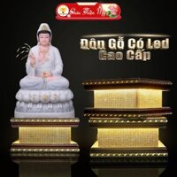 Đôn Gỗ Kê Tượng Có Led Cao Cấp CHÂN THIỆN MỸ, Đế Kê Tượng Phật, Trang Trí Ban Thờ