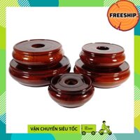 Đôn gỗ kê tượng đế kê chậu cây trống đồng trơn đặc nguyên khối siêu đẹp, siêu bền - Cao 6cm