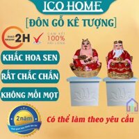 Đôn gỗ kê tượng Thần Tài Thổ Địa, đồ thờ cúng hình hoa sen đẹp, giá rẻ (1 CÁI)