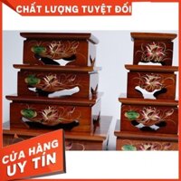 Đôn gỗ vuông đế gỗ đặt tượng thờ cúng hoa sen đẹp - Nhiều cỡ