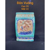 Đôn gốm Biên Hoà hình vuông in 2 mặt inbox chọn màu