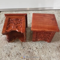 Đôn kê tượng gỗ hương đục họa tiết sen