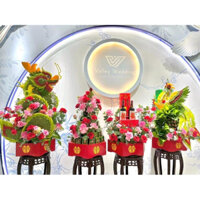 Đôn nhựa giả gỗ 80cm kê chậu cảnh , kê tráp ăn hỏi