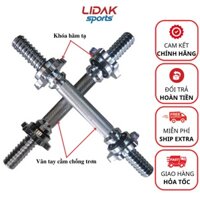 Đòn tạ tập tay 35cm, thanh tạ tháo lắp mạ Niken không rỉ, tay cầm chống trơn có khóa hãm, thanh đòn đặc - LIDAK SPORT
