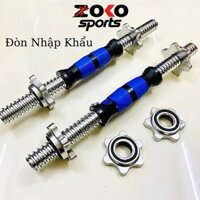 Đòn tạ tay 35cm NHẬP KHẨU , thanh đòn tạ đơn cao cấp mạ Inox cán cầm bọc cao su - ZOKO SPORT