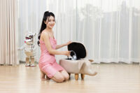 Đôn thú Voi mẹ màu xám trắng có nắp