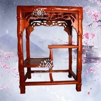 Đôn trúc gỗ gụ, Đôn gỗ bày đồ trang trí đục trúc mặt dài 50cm rộng 35cm cao 70cm