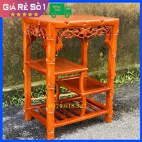 Đôn trúc gỗ gụ,Đôn gỗ bày đồ trang trí nhà cửa đục trúc mặt dài 50x35cm cao 70cm