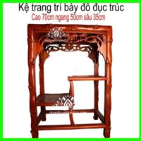 Đôn trúc gỗ gụ,Đôn gỗ bày đồ trang trí nhà cửa đục trúc mặt dài 50cm rộng 35cm cao 70cm