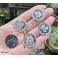 Đồng bạc đánh gió hoa xoè bạc nguyên chất chữ Lộc, Thọ, Lộc - Phát - Tài ( 1.8 chỉ)