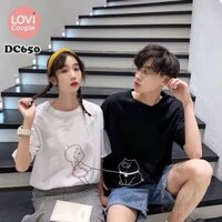 [Dòng Cao Cấp] Áo Thun Đôi Unisex Cô Bé & Chú Heo DC650