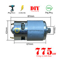Động Cơ 775 Công Nghệ Chổi Than Sử Dụng Cho Máy Khoan Pin 18v | Motor 775 Nhông 16 Răng 100% Dây Đồng