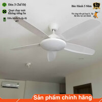 [Động cơ DC inverter-100% lõi đồng] Quạt Trần Đèn, Quạt Trần 5 Cánh 8045, 6 Cấp Độ Gió, 3 Chế Độ Đèn, Điều Khiển Từ Xa