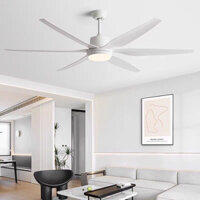 (Động Cơ DC)Quạt Trần 6 Cánh Nhựa Có Đèn,Trang Trí Phòng Khách,Bếp,Sải Cánh Rộng,Có Điều Khiển.