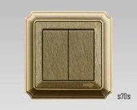 Dòng cổ điển – Bộ 2 công tắc 1 chiều 16A, Mã số: S70S-87004. Màu sắc: Vân gỗ cao cấp. BH 5 năm.