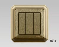 Dòng cổ điển – Bộ 3 công tắc 1 chiều 16A, Mã số: S70S-87007. Màu sắc: Vân gỗ cao cấp. BH 5 năm.
