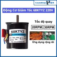 Động cơ giảm tốc 220VAC 28W, motor 68KTYZ trục 7mm chế máy quay thịt, máy công nghiệp