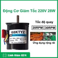 Động cơ giảm tốc 220VAC 28W, motor 68KTYZ trục 7mm chế máy quay thịt, máy công nghiệp