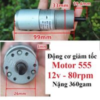 Động cơ giảm tốc cỡ trung Motor 550, 775 - 12v-80rpm