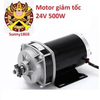 Động cơ giảm tốc DC 24V 500W có chổi than dành cho xe ba bánh điện, xe đạp điện nhông xích