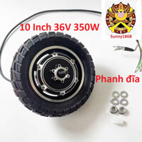 Động cơ xe điện xe scooter 10 inch 36V 350W động cơ 3 pha không chổi than, phanh đĩa chế xe chở hàng xe ba bánh