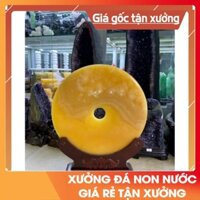 Đồng Điếu phong thủy đá Ngọc Hoàng Long đường kính 40cm kèm đế gỗ