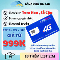 [Đồng giá 999k] Sim mobi số đẹp TRẢ TRƯỚC Tam Hoa Đuôi, Số Cặp Phong Thủy [ĐKCC + ESIM tại Mobifone]