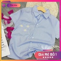 [Đồng Giá] Áo Sơ Mi Nữ Thêu Cúc Nhí Hoa Vàng MS153