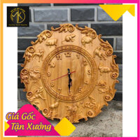 Đồng hồ 12 con giáp gỗ pơ mu kích tấc 40-3