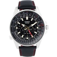 Đồng hồ 6 kim Casio Nam dây da (Đen-đỏ) MTP-SW320L-1AVDF