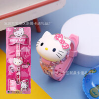 Đồng hồ âm nhạc phát sáng KT Cat, đồng hồ đồ chơi hoạt hình cho trẻ em, mẫu đồng hồ điện tử với màn hình hiển thị thời gian