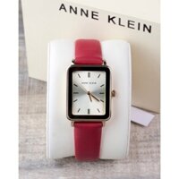 Đồng hồ Anne Klein AK/3702CHHY mặt chữ nhật cổ điển kết hợp dây da tone nâu và hồng cực sang