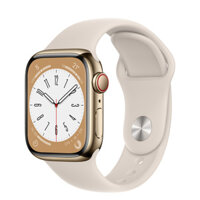 Đồng hồ Apple Watch Series 8 GPS + Cellular 41mm Gold Stainless Steel Case with Starlight Sport Band - Regular - (A2773) -194253179184 (MNJC3)