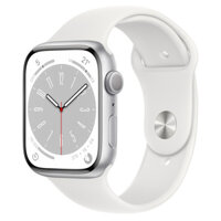 Đồng hồ Apple Watch Series 8 GPS + Cellular 45mm Silver Aluminium Case with White Sport Band - Regular - (A2775) -194253240495 (MP4J3)