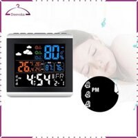 Đồng hồ báo thức bàn kỹ thuật số màu LCD lớn với màn hình hiển thị độ ẩm nhiệt độ