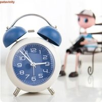 Đồng hồ báo thức chuông đôi PATAVINITY, có đèn nền Đồng hồ để bàn 4 Inch, Khung kim loại tối giản Im lặng Chống dính Phòng ngủ tròn Đồng hồ để bàn Phòng ngủ