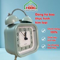 Đồng hồ báo thức chuông kim loại cổ điển có chức năng báo thức, decor bàn học, đèn ban đêm