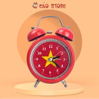 Đồng hồ báo thức chuông to, Đồng hồ báo thức cờ Việt Nam hai quả chuông cổ điển bằng sắt chuông kêu to giá rẻ