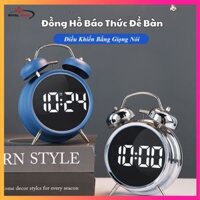 Đồng Hồ Báo Thức Cơ Học Thông Minh Chuông Reo Siêu To, Vỏ Kim Loại Chắc Chắn - Đồng Hồ Để Bàn Màn Hình LCD Phong Cách Cổ