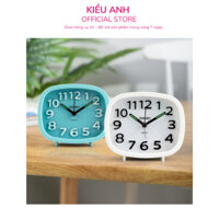 Đồng hồ báo thức dạ quang Deli - Trắng/ Xanh dương - 8800 chính hãng-VPP Kiều Anh