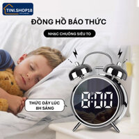 Đồng Hồ Báo Thức Đề Bàn Cổ Điển Sang Trọng Đồng Hồ LED Để Bàn Màn Hình LCD Có Chuông Siêu To