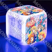 Đồng hồ báo thức để bàn in hình AIKATSU NHIỆT HUYẾT THẦN TƯỢNG ver THÀNH VIÊN anime chibi đèn LED đổi màu