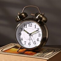 Đồng hồ báo thức để bàn kim loại phong cách Retro