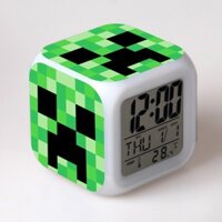 Đồng Hồ Báo Thức Điện Tử Để Bàn Đèn LED Minecraft Kỹ Thuật Số Thông Minh Có Cổng Sạc USB