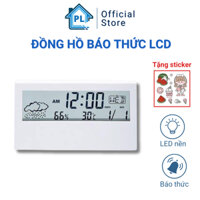 Đồng Hồ Báo Thức Điện Tử LCD Trong Suốt Để Bàn Có Đèn LED Nền Hiển Thị Lịch, Nhiệt Độ - Độ Ẩm (tặng kèm pin) - Hàng mới