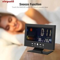 Đồng hồ báo thức điện tử ELEGANT, Đồng hồ thời tiết LED Backligh lịch vạn niên, Màn hình màu kích hoạt bằng giọng nói sáng tạo Đồng hồ báo thức hiển thị thời gian