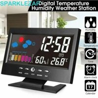 Đồng hồ báo thức điện tử SPARKLEZAP, Đồng hồ thời tiết LED kích hoạt bằng giọng nói Backligh, Lịch vạn niên đa năng Màn hình màu Đèn nền Đồng hồ báo thức Hiển thị thời gian