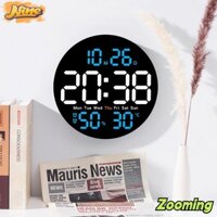 Đồng hồ báo thức điện tử ZOOMING, Màn hình tuần ngày độ ẩm nhiệt độ với đồng hồ treo tường kỹ thuật số điều khiển từ xa, Đồng hồ LED trang trí nhà cửa màn hình lớn 10 inch