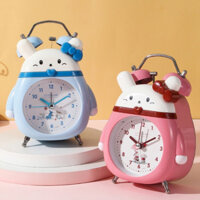 Đồng hồ báo thức hình Thỏ Nơ, đồng hồ để bằng kim loại chuông lớn & đèn mô hình thỏ đeo nơ siêu bền và đẹp dùng để decor